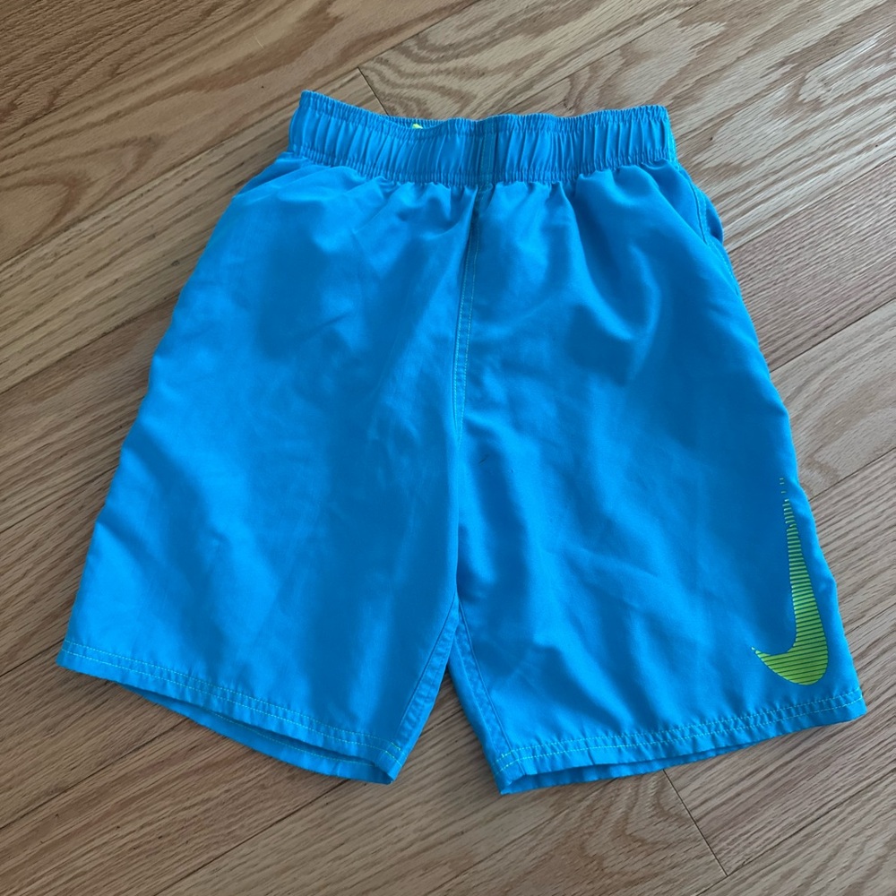 Nike turquoise logo swim trunks size 10